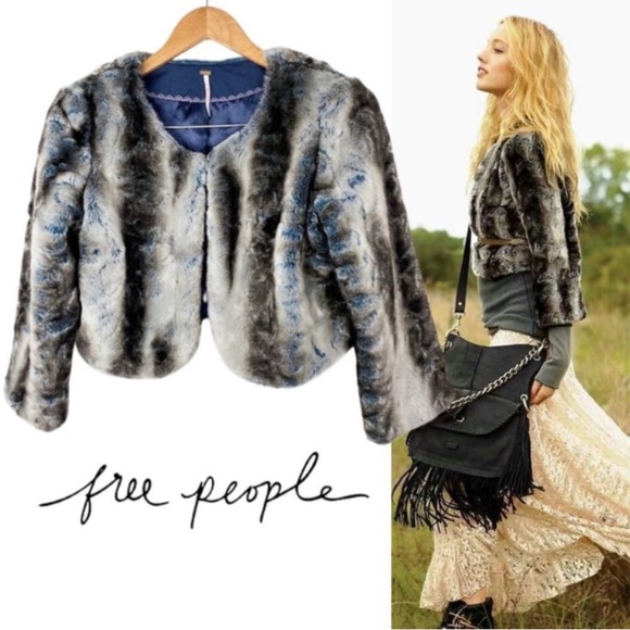 Faux Fur free people Vest with Blue Lining - Picture 1 of 8